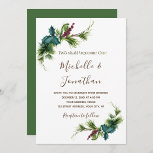 Einfache Evergreen Greenerie Christliche Hochzeit Einladung