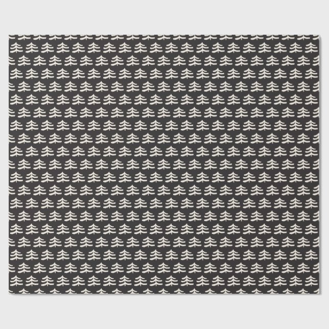 Einfache Evergreen Modern Black Wrapping Paper Rol Geschenkpapier (Flach)