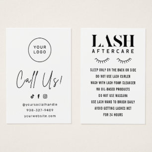 Einfache Eyelash-Extensions Lash Aftercare Card