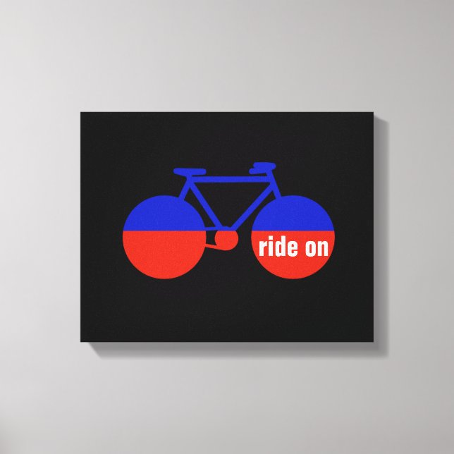 einfache Fahrt mit rotem blauem Fahrrad Leinwanddruck (Vorderseite)