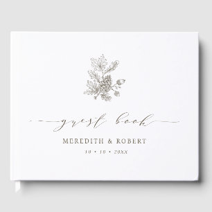 Einfache Fall Acorns & Pinecone Script Hochzeit Gästebuch