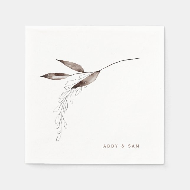 Einfache Fall Foliage Hochzeitscocktail Serviette (Vorderseite)