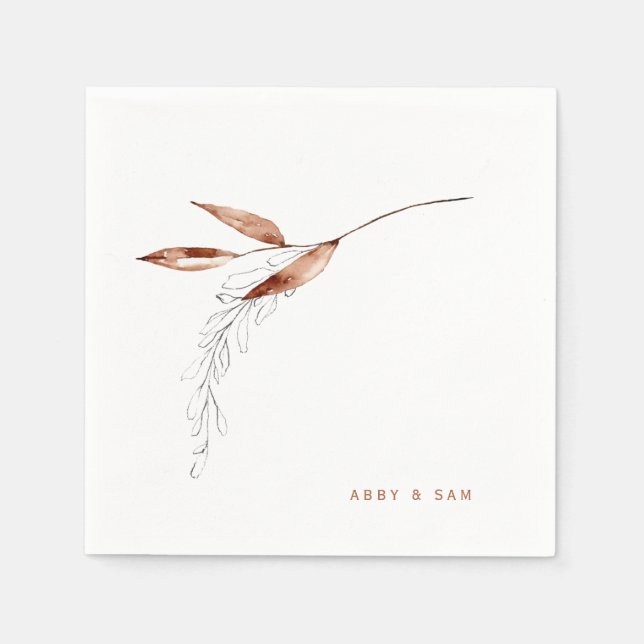 Einfache Fall Foliage Hochzeitscocktail Serviette (Vorderseite)