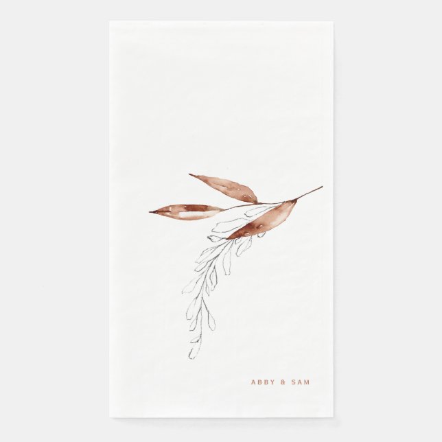 Einfache Fall-Foliage-Hochzeitsobennamen Serviette (Vorderseite)