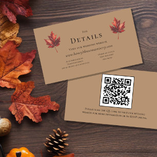Einfache Fall Terracotta-Hochzeit QR-Code Details Begleitkarte