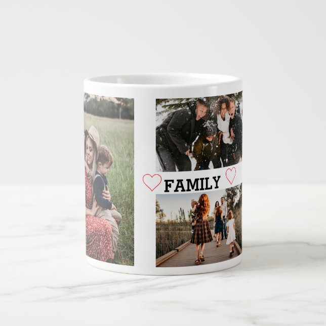 Einfache Familie Drei Foto Jumbo-Tasse (Vorderseite)