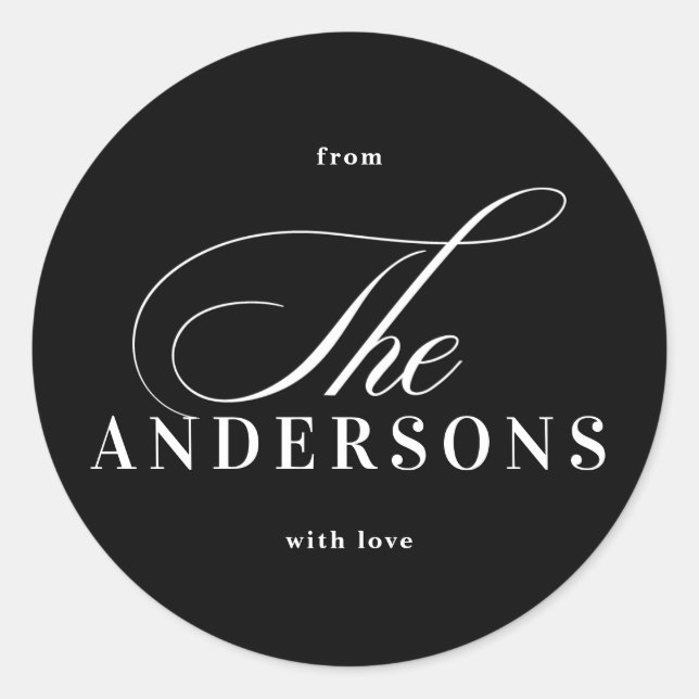 Einfache Familienname Schwarzer Weihnachtsaufklebe Runder Aufkleber (Vorderseite)