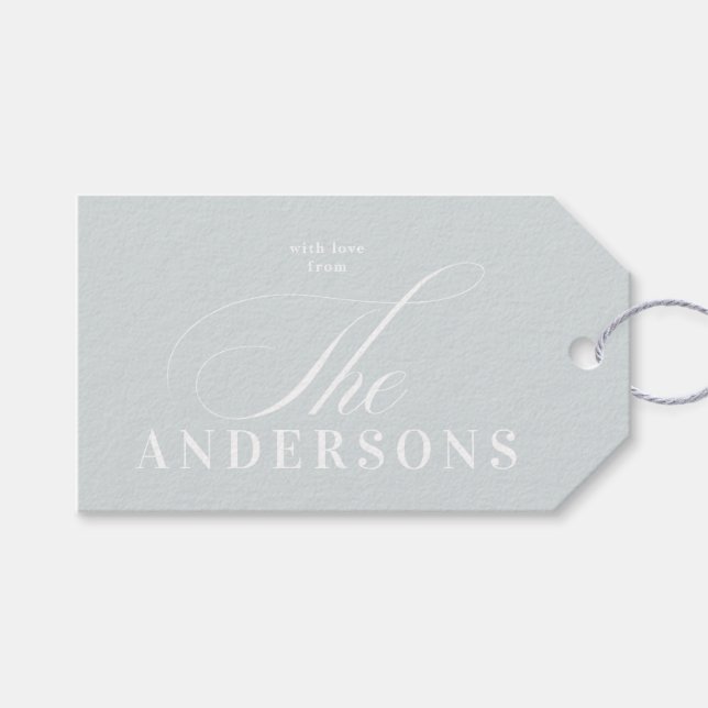 Einfache Familienname Weihnachts-Geschenktasten Geschenkanhänger (Vorderseite (Horizontal))