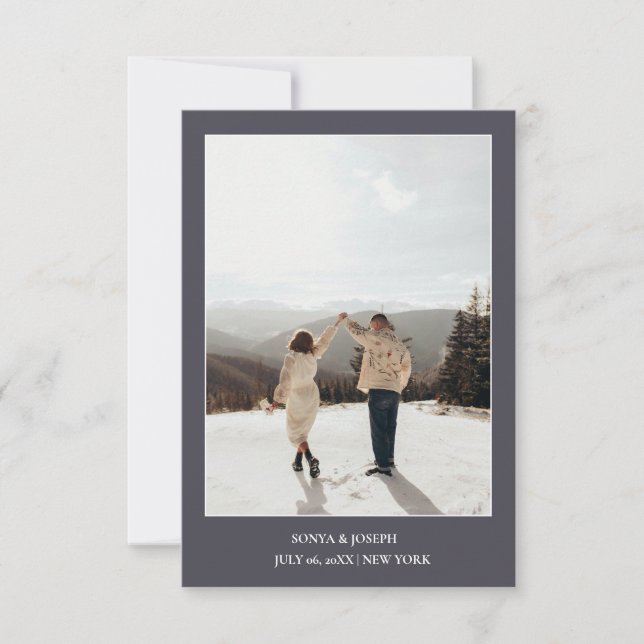 Einfache Farbe - Eleganter Text und Foto Save the  Date (Vorderseite)