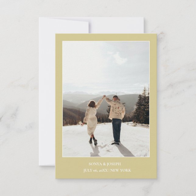 Einfache Farbe - Eleganter Text und Foto Save the  Date (Vorderseite)