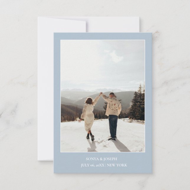 Einfache Farbe - Eleganter Text und Foto Save the  Date (Vorderseite)