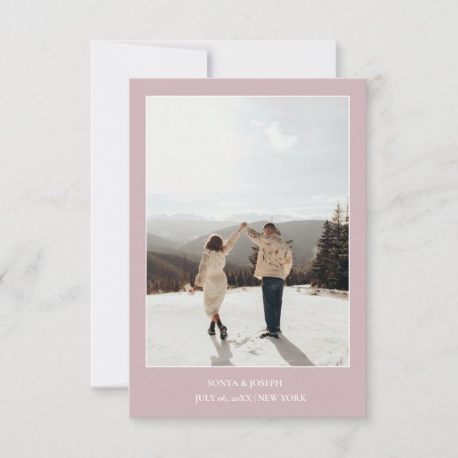 Einfache Farbe - Eleganter Text und Foto Save the  Date (Vorderseite)