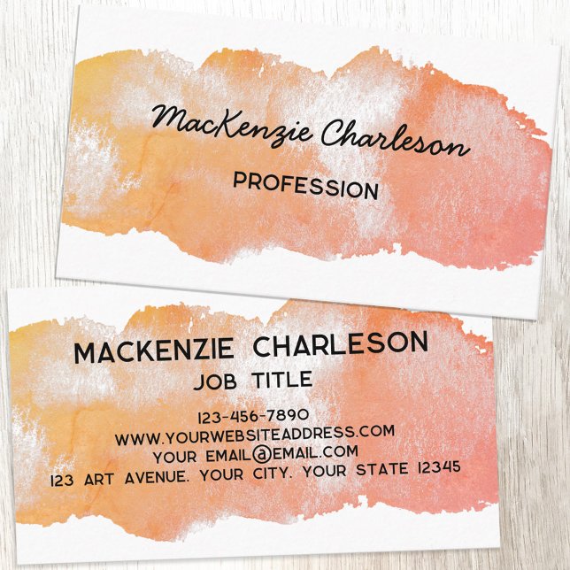 Einfache Farbe Pinsel Pinselstrich Visitenkarte (Simple watercolor paint brushstroke custom text business card)