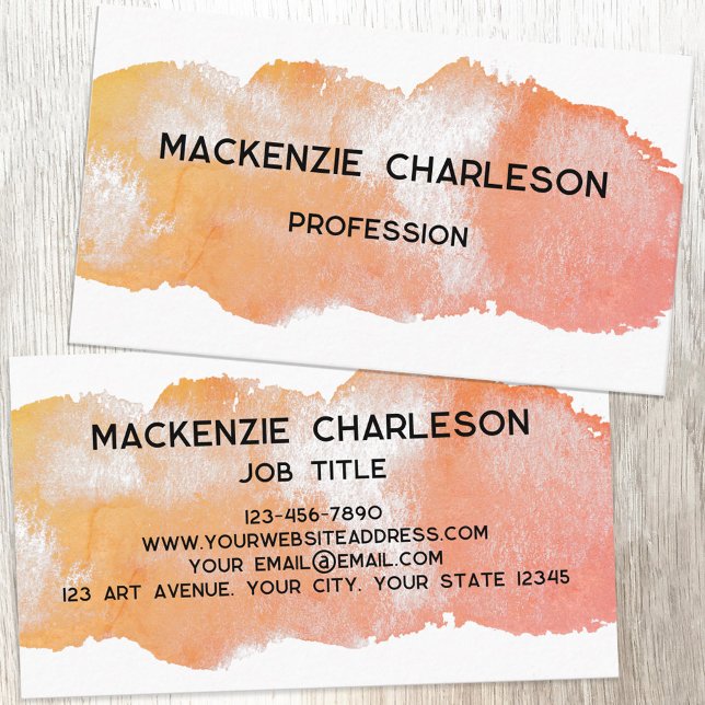 Einfache Farbe Pinsel Pinselstrich Visitenkarte (Simple watercolor paint brushstroke custom text business card)