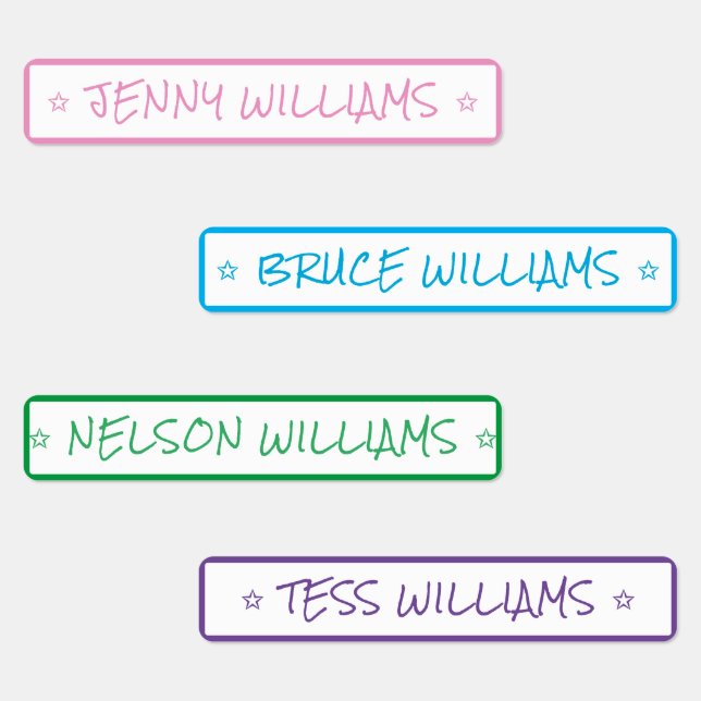 Einfache Farben Individuelle Name Star Kleidung Ei Etiketten (Gruppe)