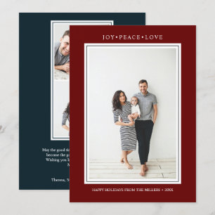 Einfache Farben Vertikales Multi-Foto Merlot Einladung