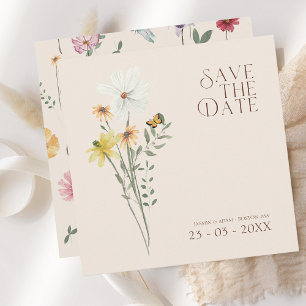 Einfache farbenfrohe Wildblume Blumenhochzeit Save The Date