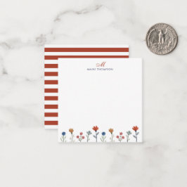 Einfache farbige Blume Script Monogram Stripes Mitteilungskarte