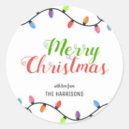 Einfache farbige Glühbirnen Weihnachten Runder Aufkleber