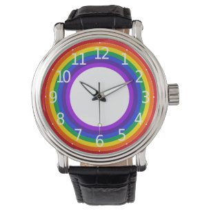 Einfache farbige LGBT Pride Rainbow Men Watch Armbanduhr