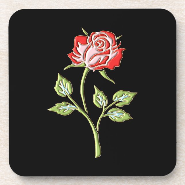 Einfache farbige Rose Getränkeuntersetzer (Vorderseite)