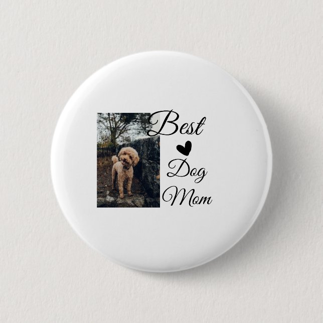 Einfache farbige Tiere geben Foto Hund Mama-Gesche Button (Vorderseite)