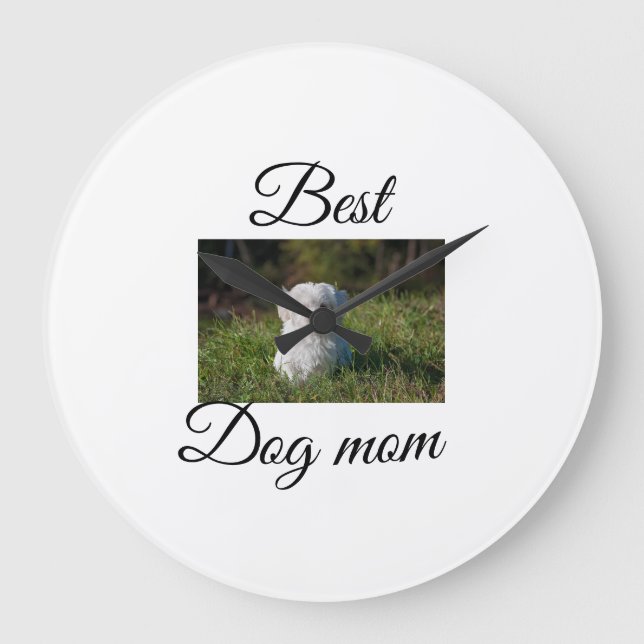 Einfache farbige Tiere geben Foto Hund Mama-Gesche Große Wanduhr (Vorderseite)