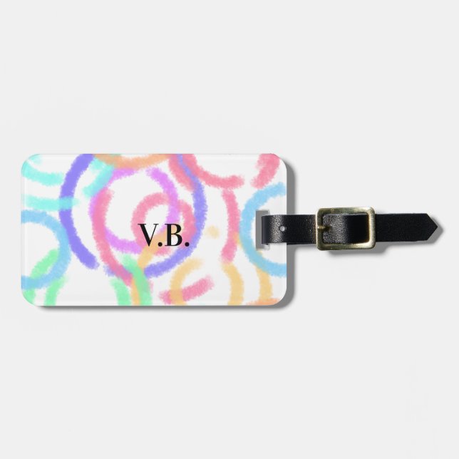 Einfache farbige Wasserfarbenkreis handgefertigt Gepäckanhänger (Vorderseite horizontal)