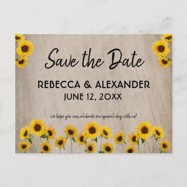 Einfache Farbsonne Save the Date Postkarte (Vorderseite)