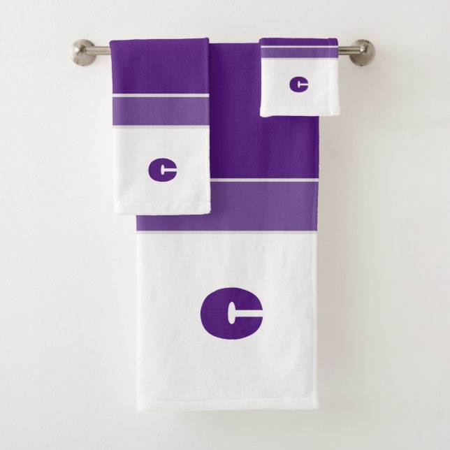 Einfache Farbtöne des Lila monogramm-Set Badhandtuch Set (Insitu)