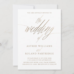 Einfache Faux-Gold-Kalligrafie zur Hochzeit von Einladung