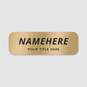 Einfache Faux-Gold-Titelschrift Sicherheitsnadel M Namensschild