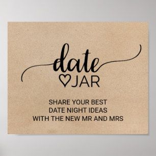 Einfache Faux-Kraft-Kalligrafie-Datum-Glas-Schild Poster