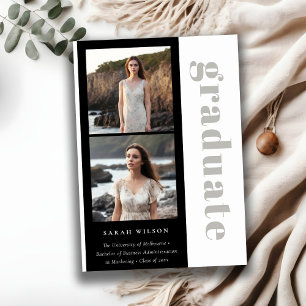 Einfache, feine Schwarz/Weiß 2 Foto Abschluss Ankündigung