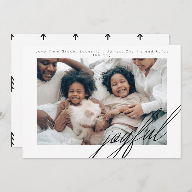 Einfache Ferien Freude Foto Personalisiert Feiertagskarte (Vorne/Hinten)