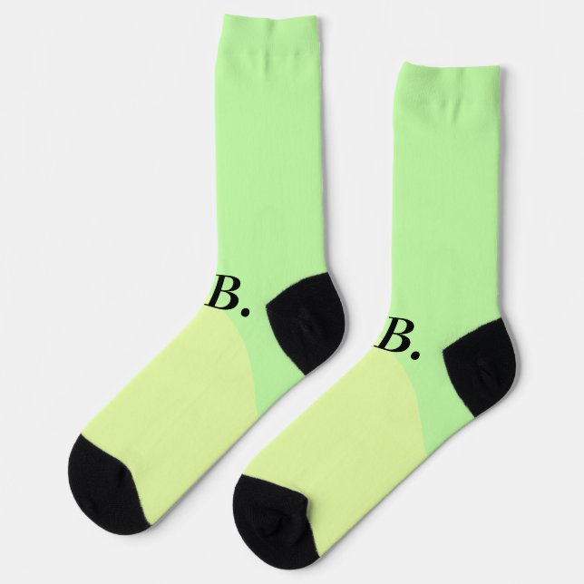 Einfache feste Farbe Name Text Monogramm gelb g Socken (Linkes Detail)