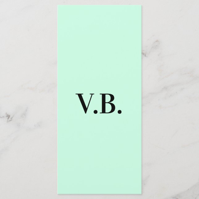 Einfache feste Farbe Name Text Monogramm Menükarte (Vorderseite)