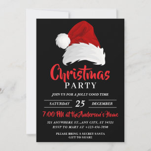 Einfache festliche Weihnachtsmannmütze, schwarzes  Einladung