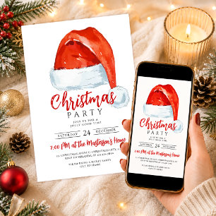 Einfache festliche Weihnachtsmannmütze Weihnachtsf Einladung