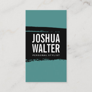 Einfache Fett Text Schwarz Blau Grün Pinsel Visitenkarte
