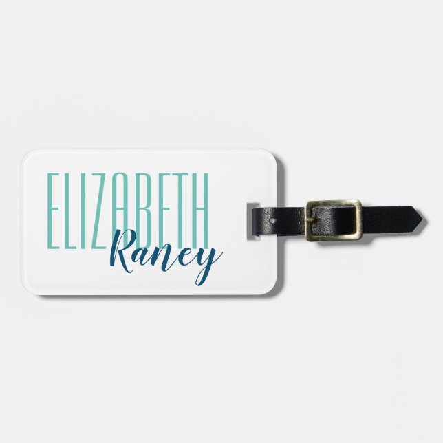 Einfache Fettart Aqua Blue Gepäckanhänger (Vorderseite horizontal)