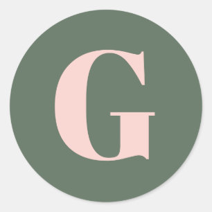 Einfache fette Mit Monogramm Anfangsstufe Grün Ros Runder Aufkleber
