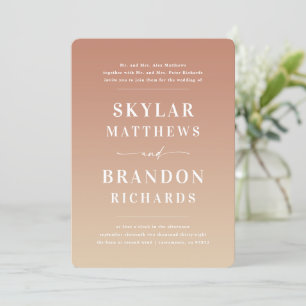 Einfache fette Namen Clay & Gold Ombre Wedding Einladung