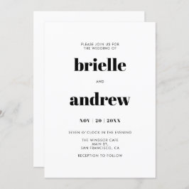 Einfache, fette Serif Wedding Einladung