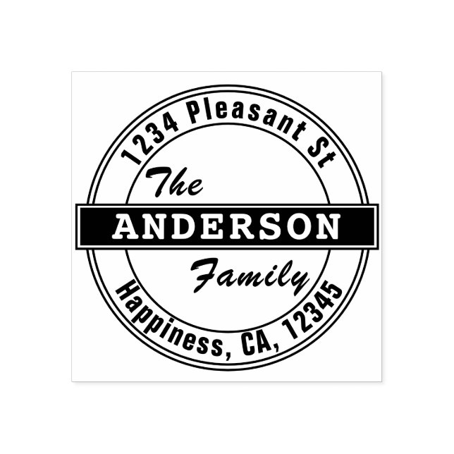 Einfache fette Typografie-Rücksendeadresse Gummistempel (Prägung)