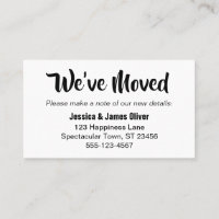Einfache, fette Typografie "We ve Moved"-Karte