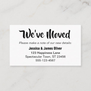 Einfache, fette Typografie "We ve Moved"-Karte Visitenkarte