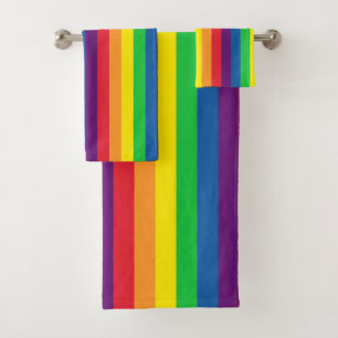 Einfache, fette und helle vertikale Regenbogenstre Badhandtuch Set