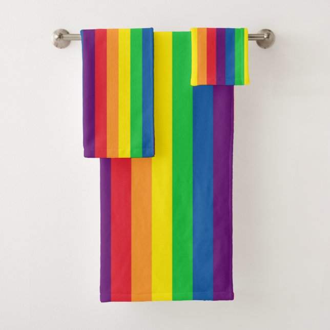 Einfache, fette und helle vertikale Regenbogenstre Badhandtuch Set (Insitu)