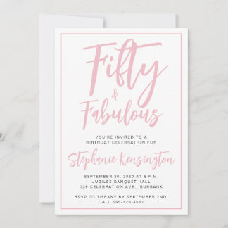 Einfache Fifty and Fabulous Pink 50. Geburtstagsfe Einladung